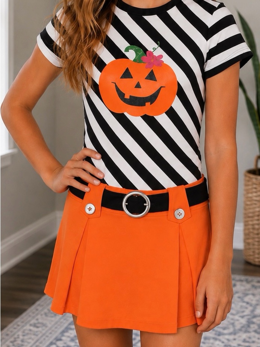 🎃 Boutique Halloween Pumpkin Skater Dress | GIRLS SIZE 12 | LIKE NEW